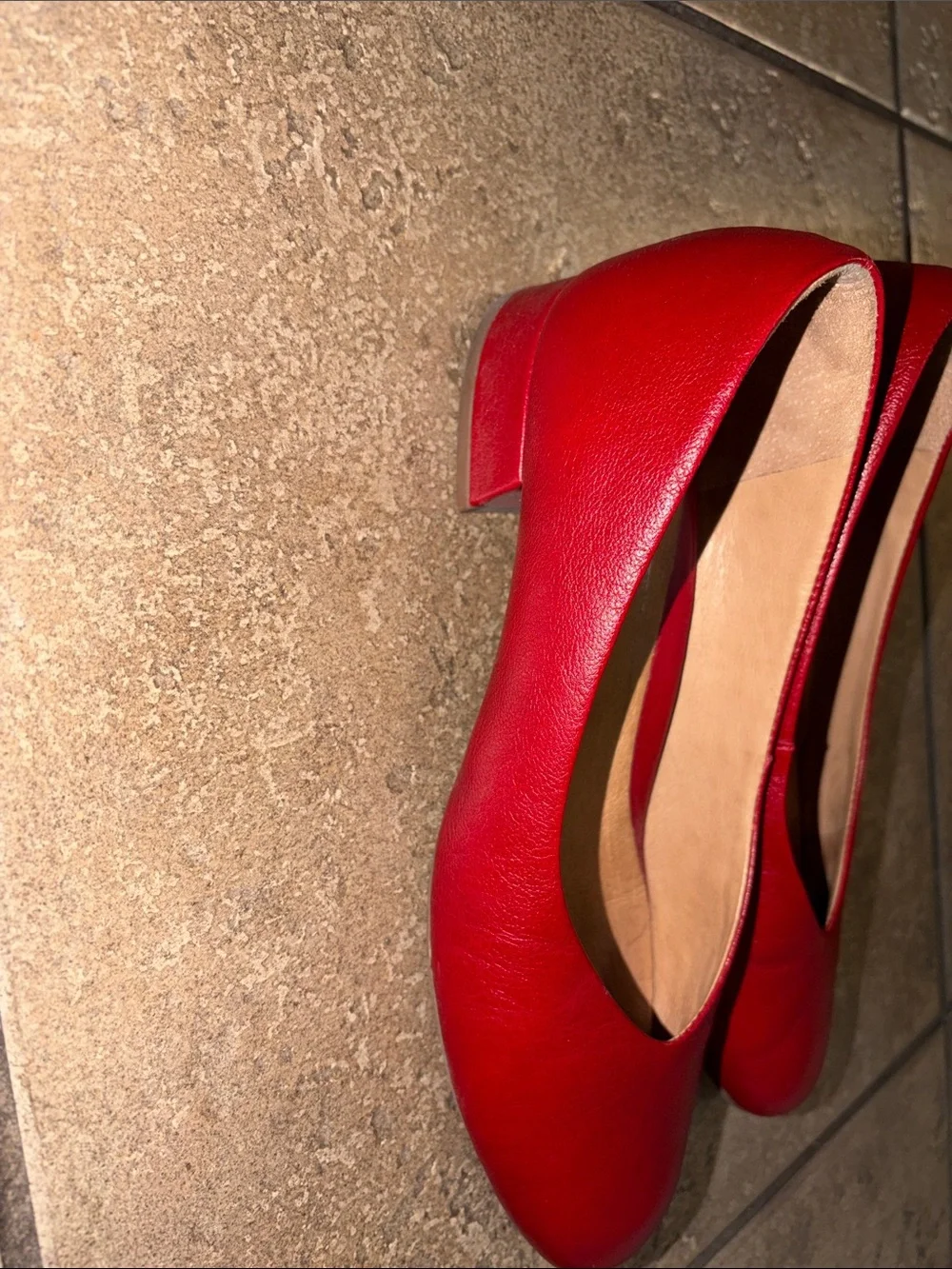 Briosso Red Leather Women's Ballet Flats